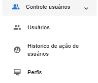 Caminho para Controle de Usuários no menu