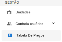 Caminho para Tabela de Preços no menu