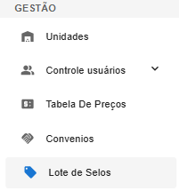 Caminho para Lote de Selos no menu
