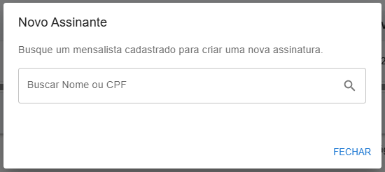 Modal Novo Assinante