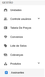 Caminho para Assinantes no menu
