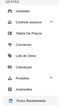 Caminho para Prazo Recebimentos no menu