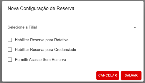 Formulário de nova configuração