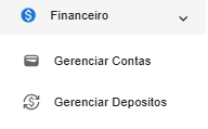 Caminho para Financeiro no menu