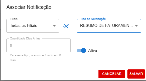 Seleção de Filial e Notificação